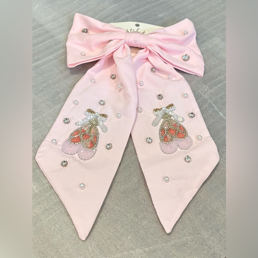 Elegant Pink Embellished Hair Bow for Kids